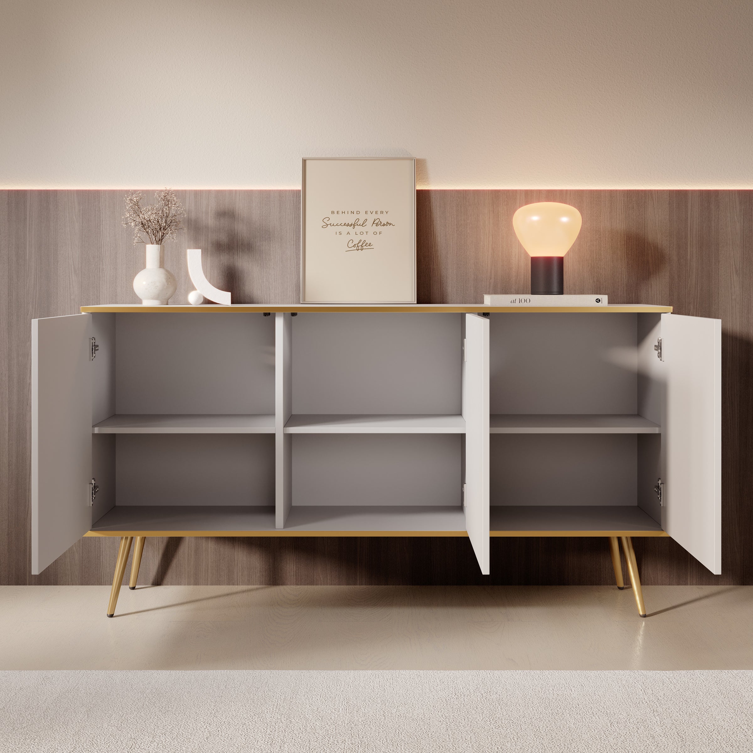Meubella - Dressoir Orleans - Wit - 160 cm