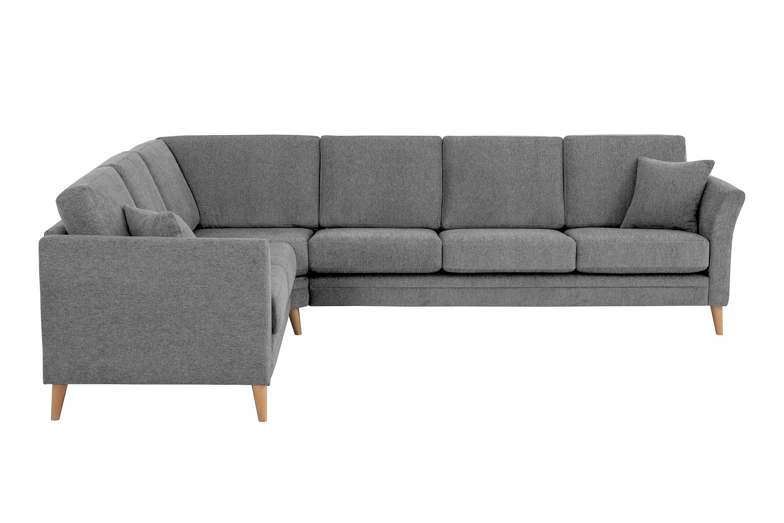 Eden hjørnesofa 23 hjørne i tekstil Thor 3 Grey med ben i eik natur (15137).