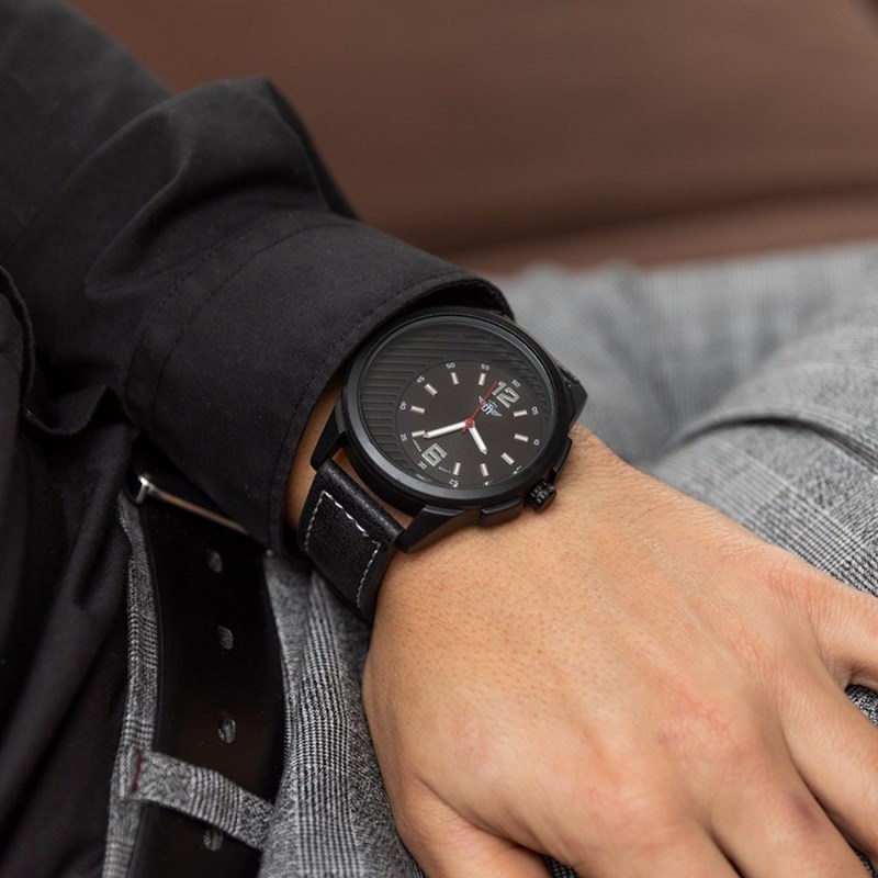 Montre Homme M. JOHN bracelet Cuir Noir
