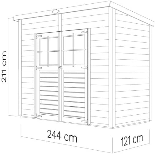 Gartenhaus 19 mm Natur | BxTxH: 251 x 139 x 211 cm | Sockelmaß: 244 x 121 cm | inkl. Boden