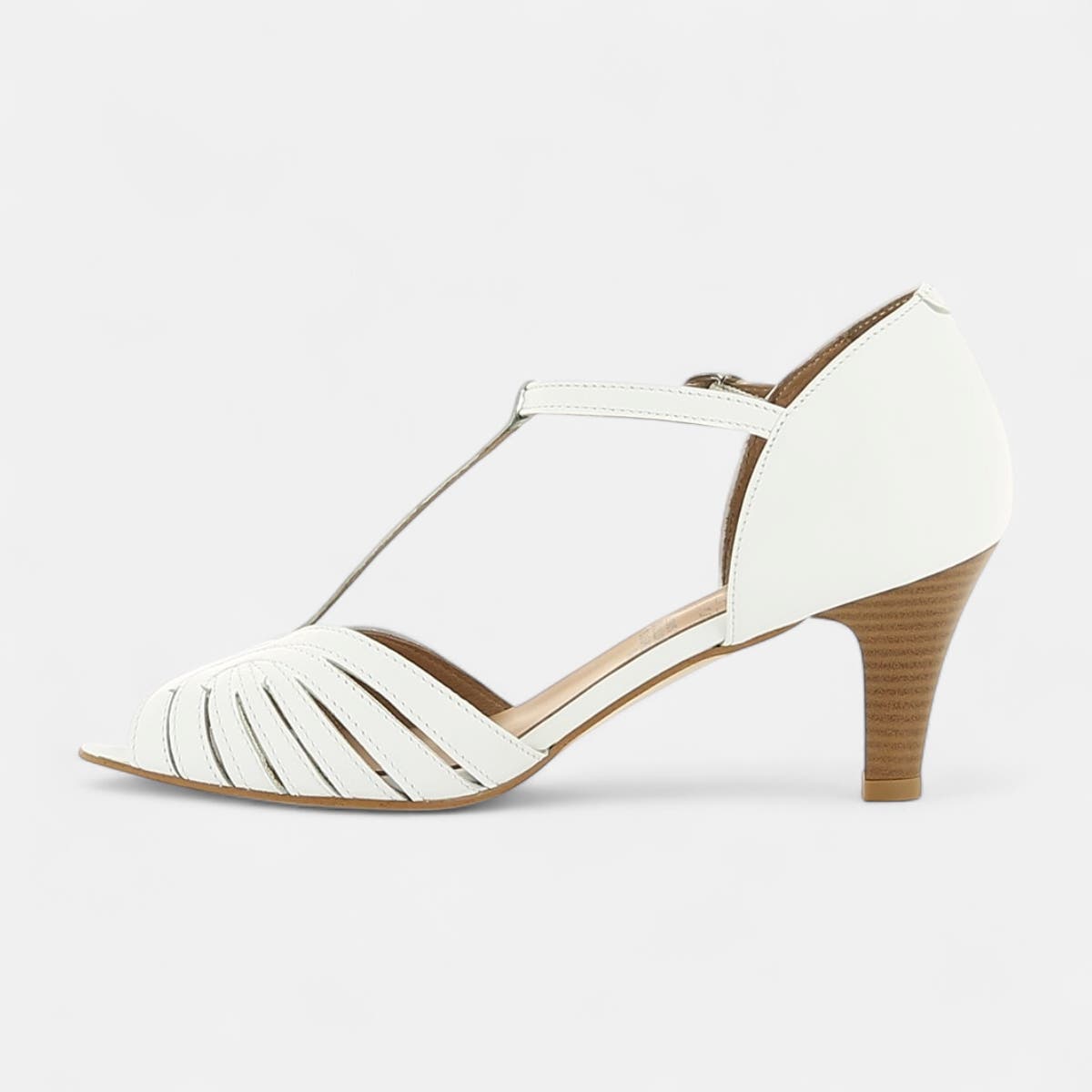 Nu-pieds à talon Femme en cuir blanc