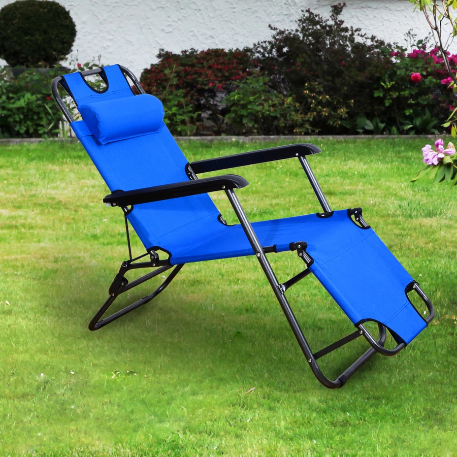 Outsunny Sonnenliege mit Kopfkissen blau