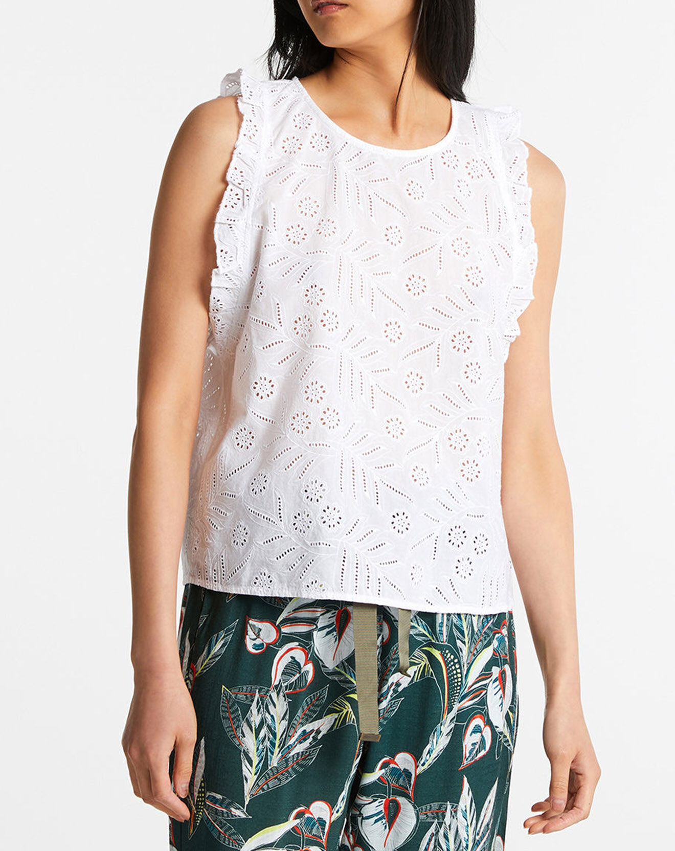 Tommy Hilfiger Top Broderie Anglaise blanc