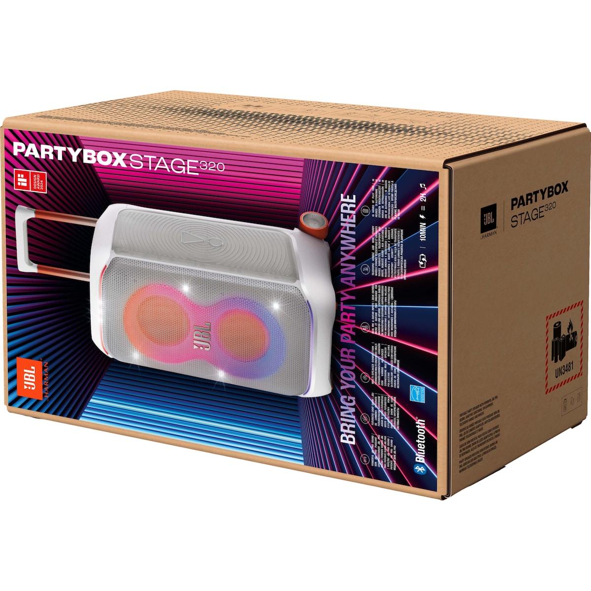 JBL PartyBox Stage 320 partyhøyttaler (hvit)