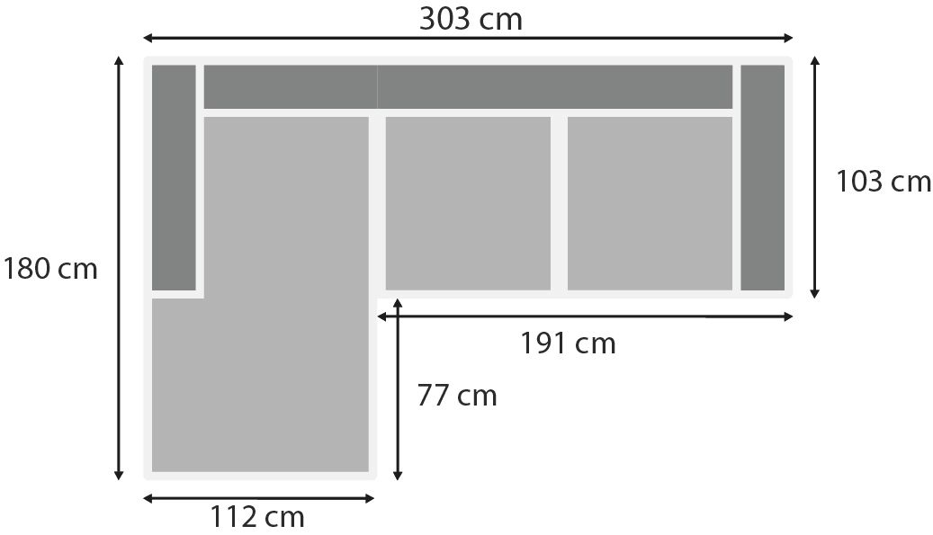 Loungebank stof Miami 01 Napels B303 x D180 x H87 cm