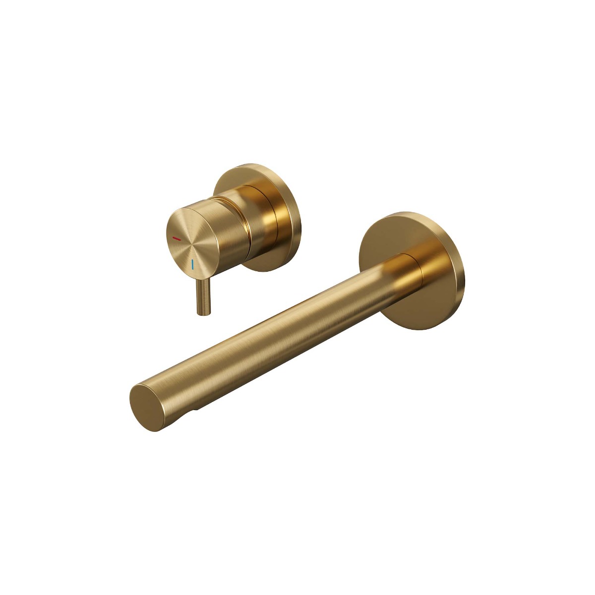 Brauer Gold Edition ColdStart wastafelkraan inbouw rechte uitloop en rozetten model B2 geborsteld messing PVD
