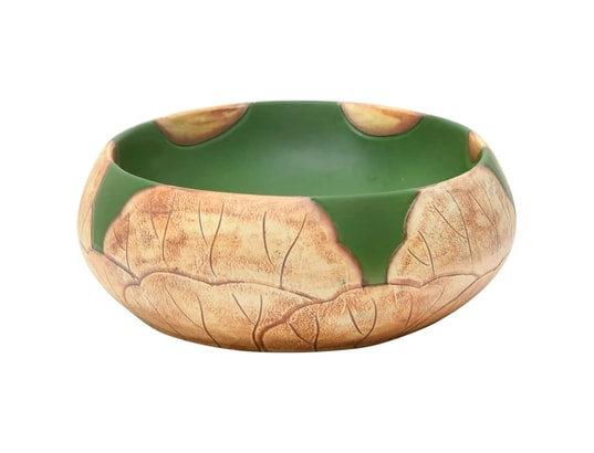 VIDAXL - Vasque à poser vert et marron ovale 59x40x15 cm céramique