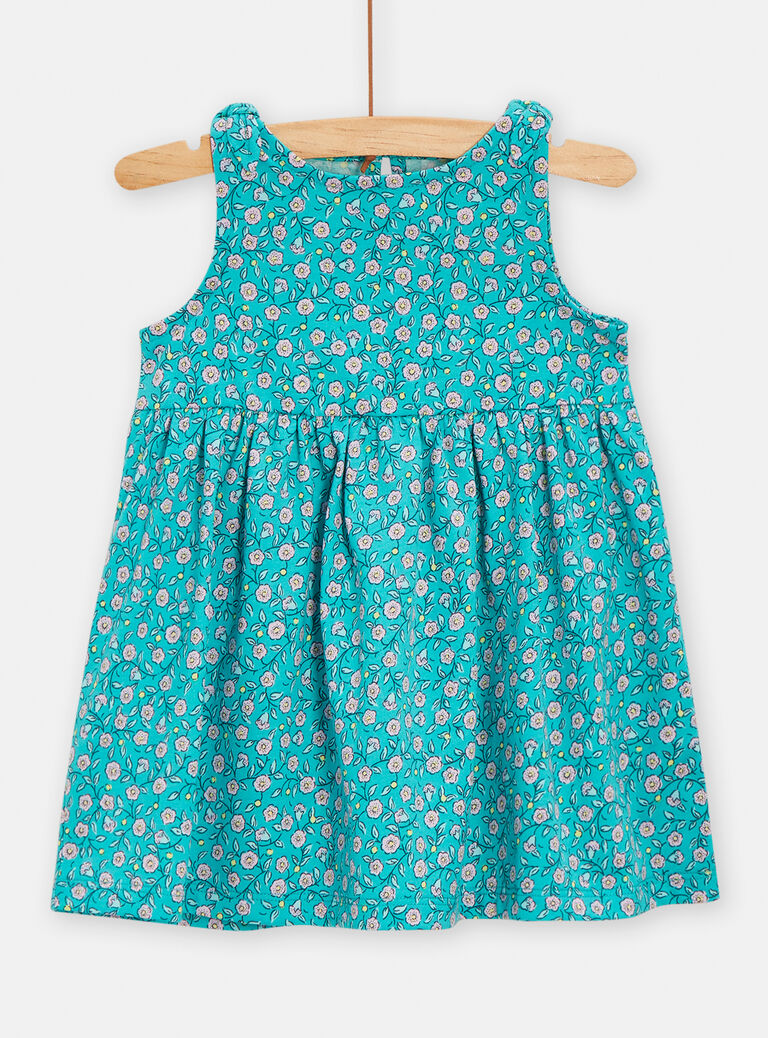 Robe fleurie bleu turquoise pour bébé fille