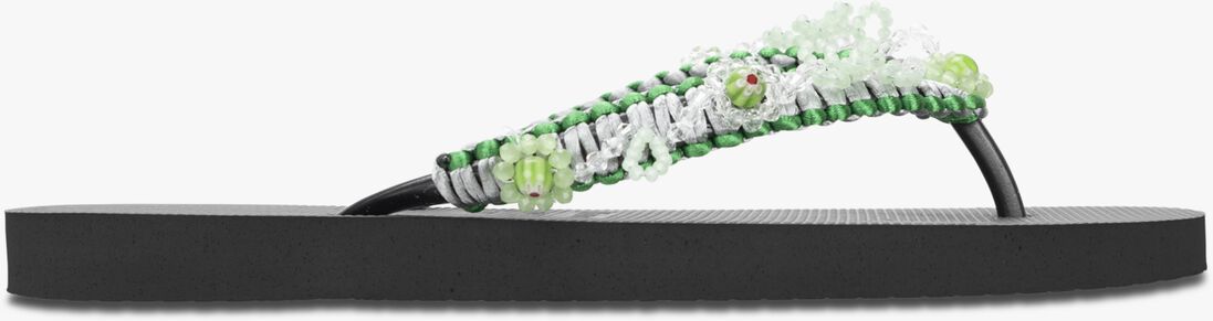 UZURII zwarte uzurii teenslippers macrame green blossom