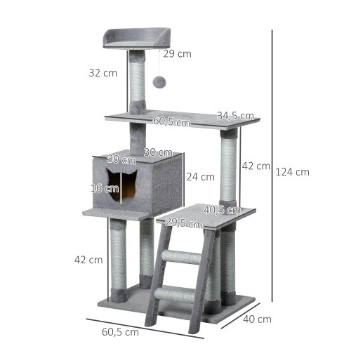 Torre de escalada com plataformas cinzentas