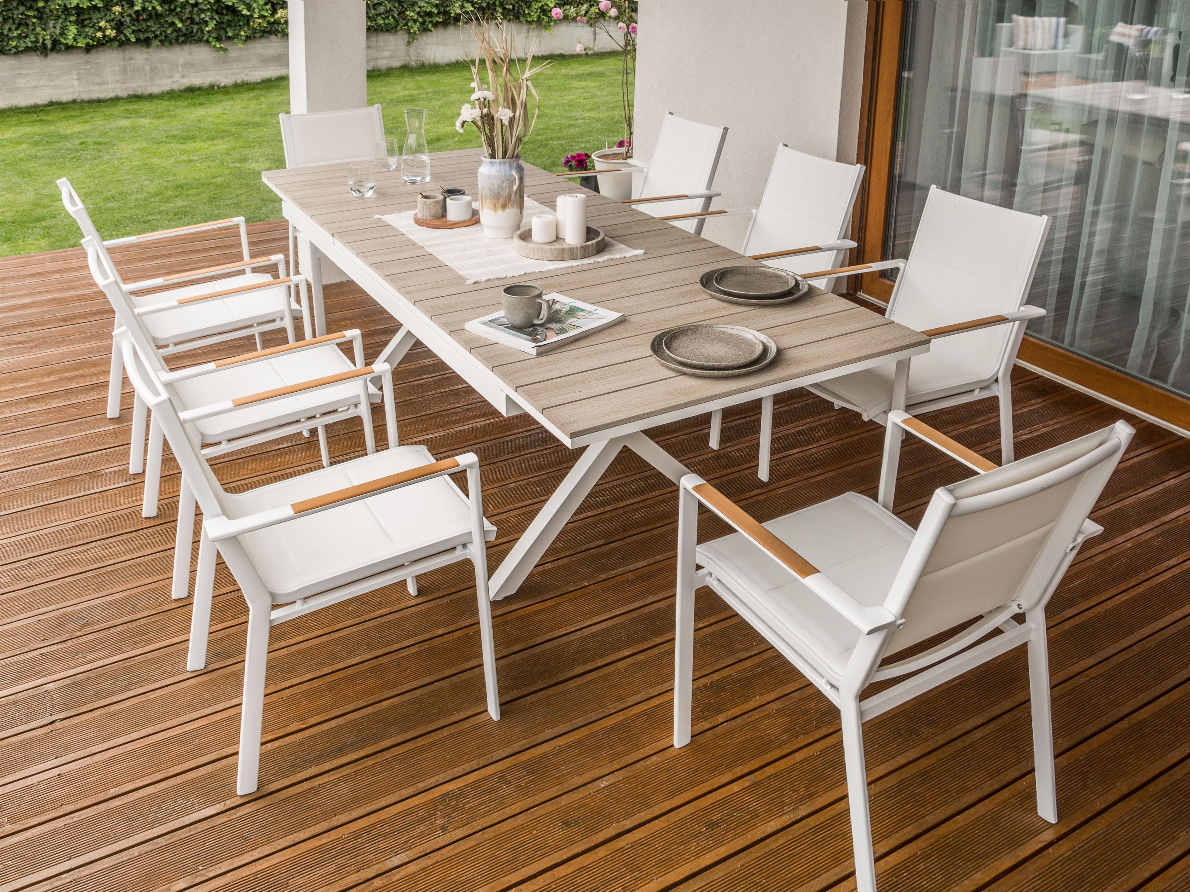 Uitschuifbare tuintafel FANES 184/242 cm 90 cm Metaal Wit