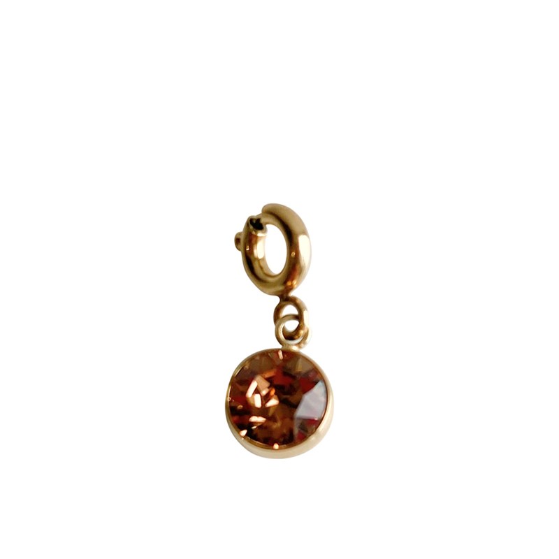 Charm pampille en acier doré avec cristal beige jaune