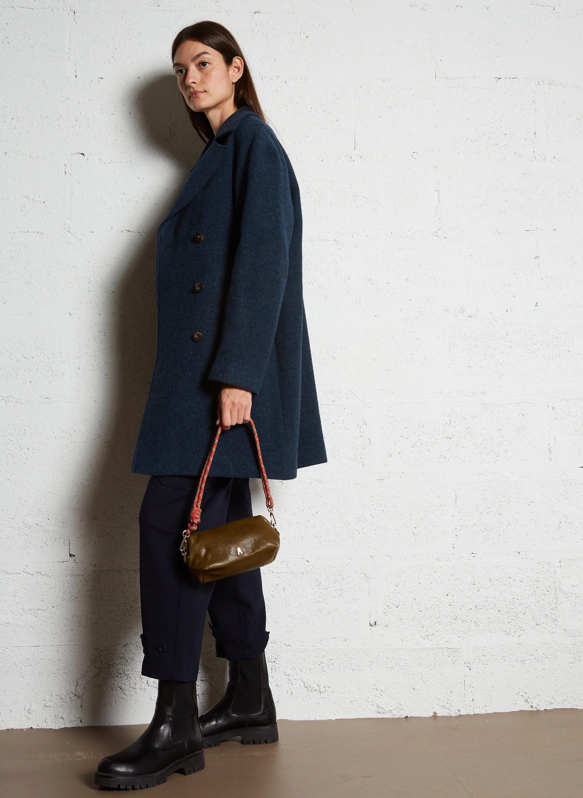 NUAGE - Sac porté épaule en cuir| Kaki