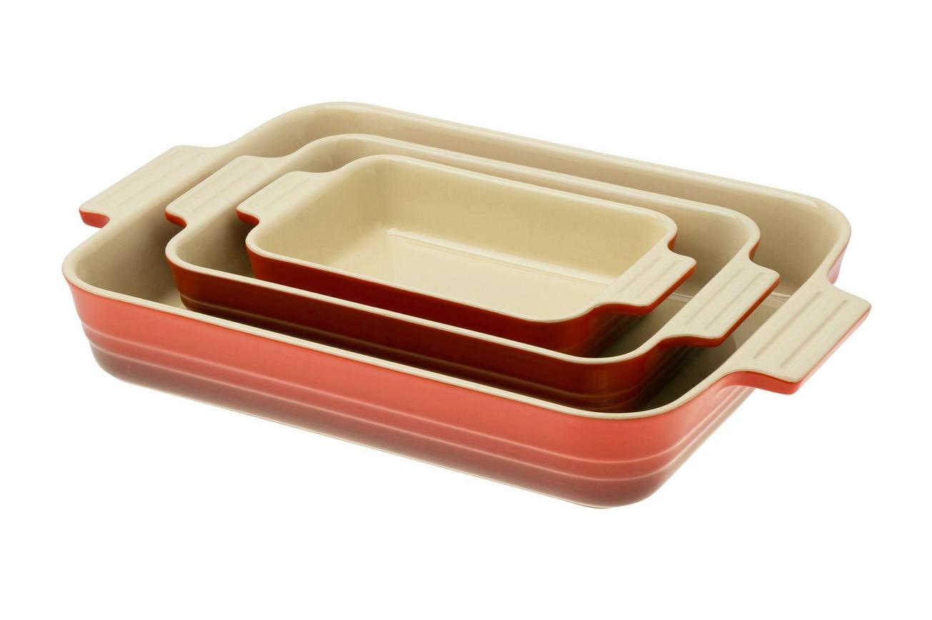 Le Creuset ovenschalen 79161000600080 set van 3, rechthoekig, rood
