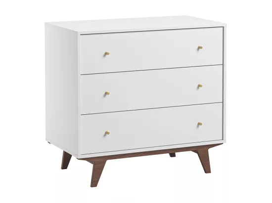 Lit évolutif 70x140 et commode 3 tiroirs Mid - Blanc et bois