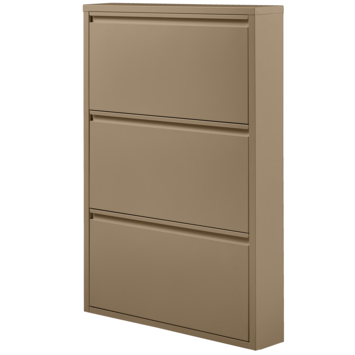 WOOOD schoenenkast Sabine 3-vaks zand metaal 103 x 66 x 16 cm