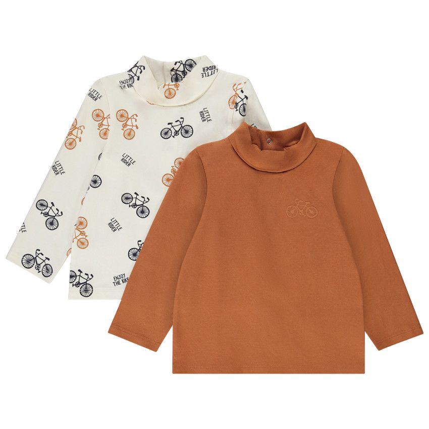 Sous-pull col roulé imprimé fantaisie pour bébé garçon - Ecru