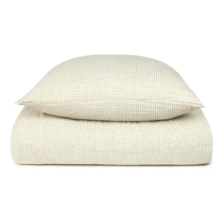 Nobodinoz Parure de lit Wabi-Sabi Blue Grid | Bleu