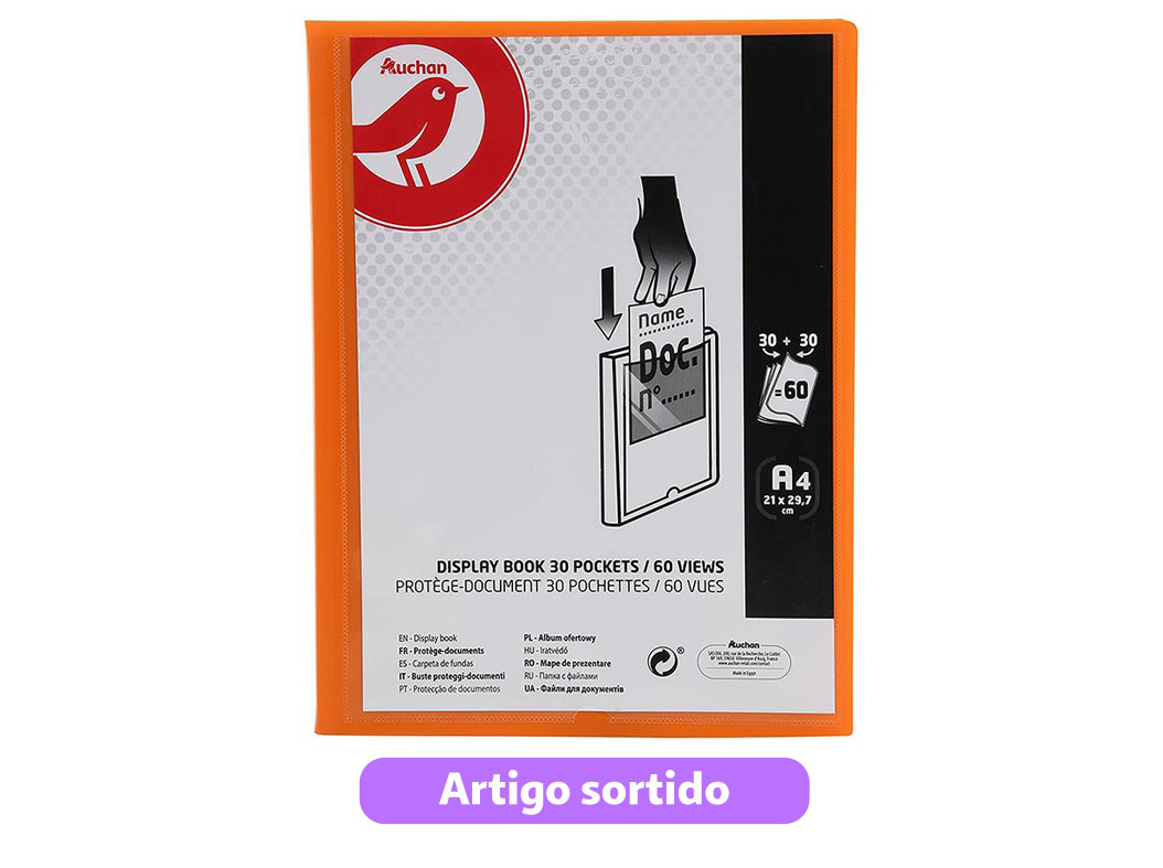 PORTFÓLIO AUCHAN A4 30 30 BOLSAS CORES SORTIDAS