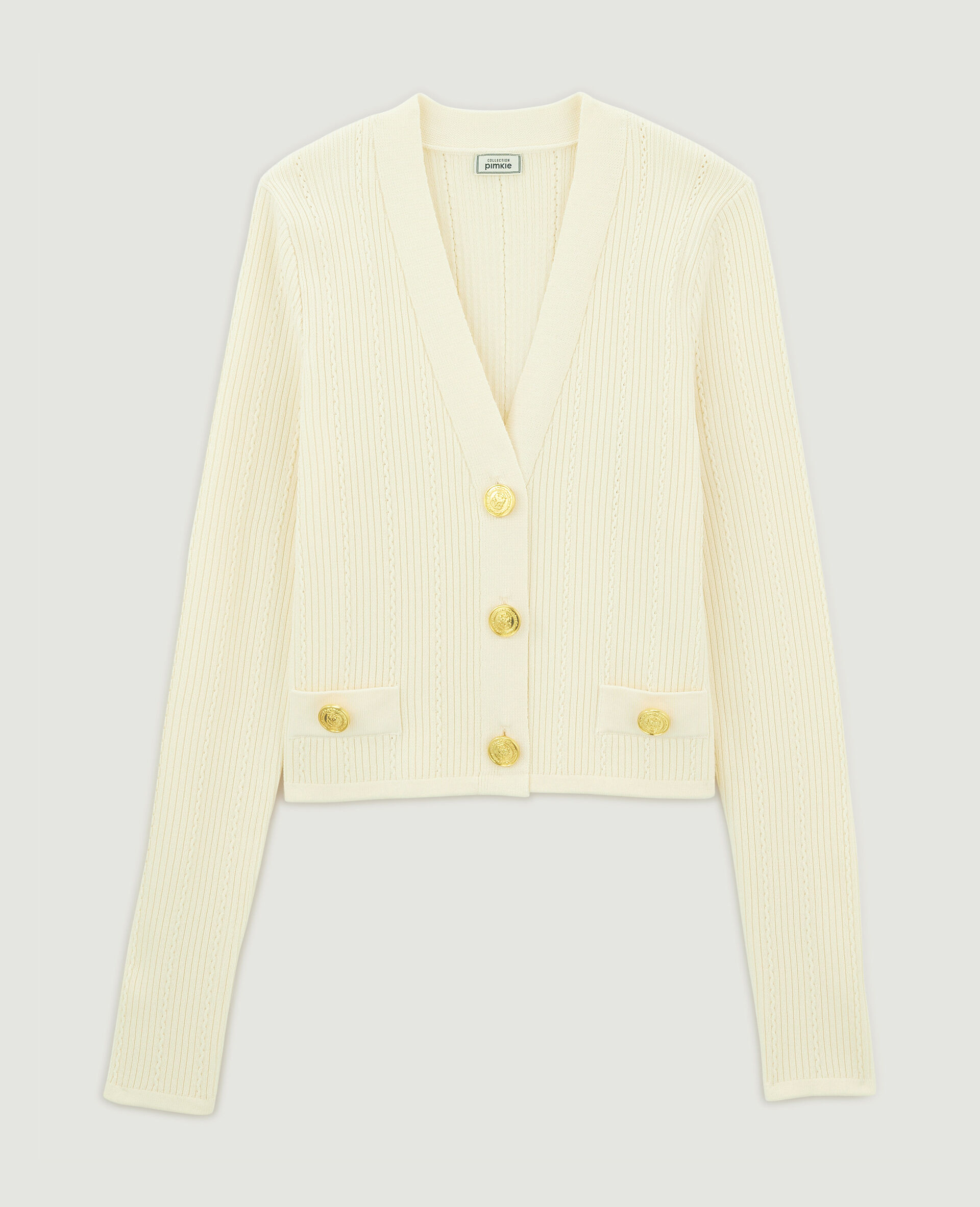 Cardigan uni en maille stretch - Blanc