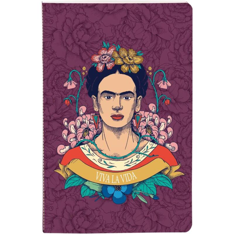 Frida Kahlo, Carnet cousu fil 9x14cm, 96 pages, ligné, ass.