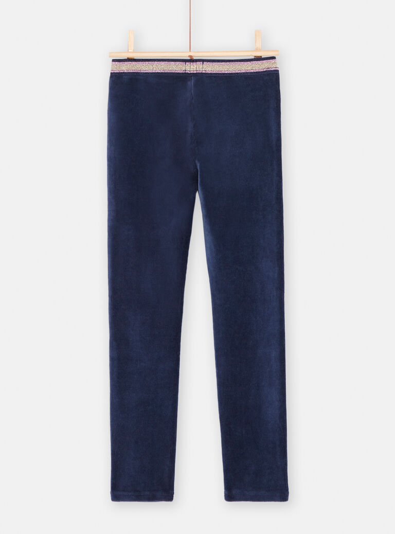 Pantalon bleu marine en velours fille