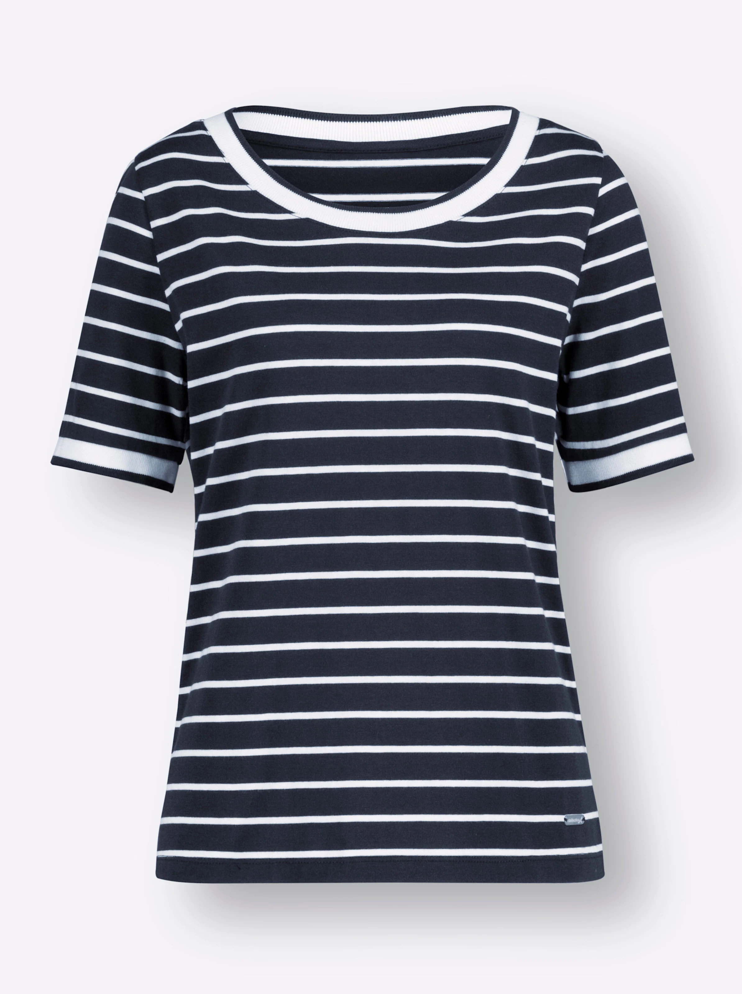 Shirt in marine-weiß-geringelt