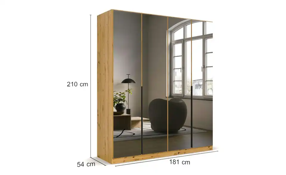 Drehtürenschrank Skyla Eiche Artisan (Nachbildung) 181 cm