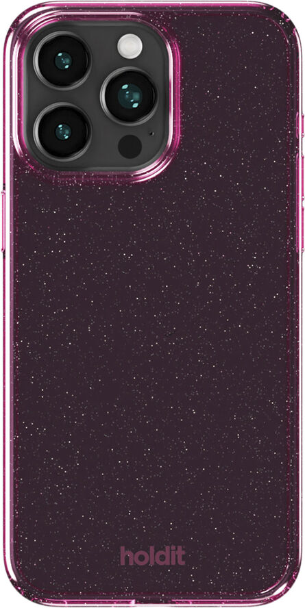 HoldIt Glitter Case iPhone 15 Pro Lyserød