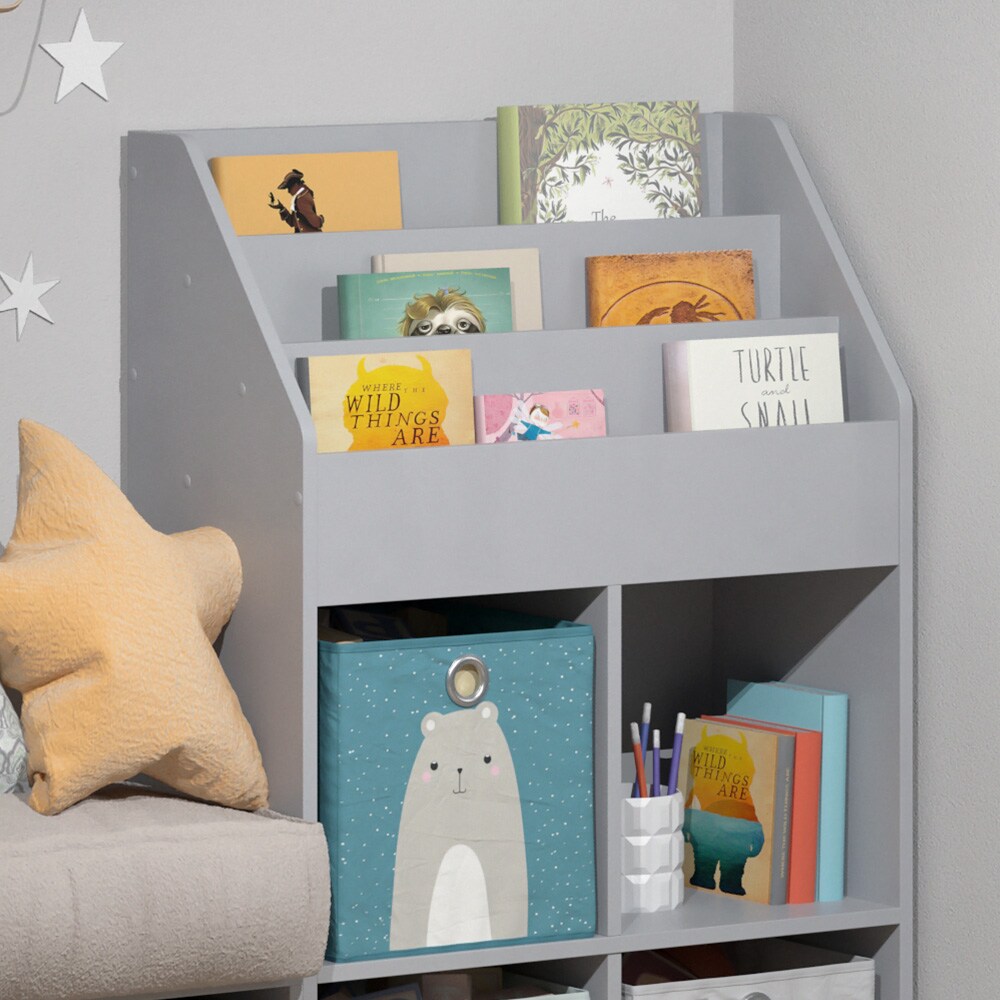 Vicco Kinderregal Bücherregal Wandregal Luigi Hellgrau 72x114 cm modern Kinderzimmer Regal Spielzeugregal Dekoregal Standregal Aufbewahrungsregal Würfelregal Ablage Fach freistehend