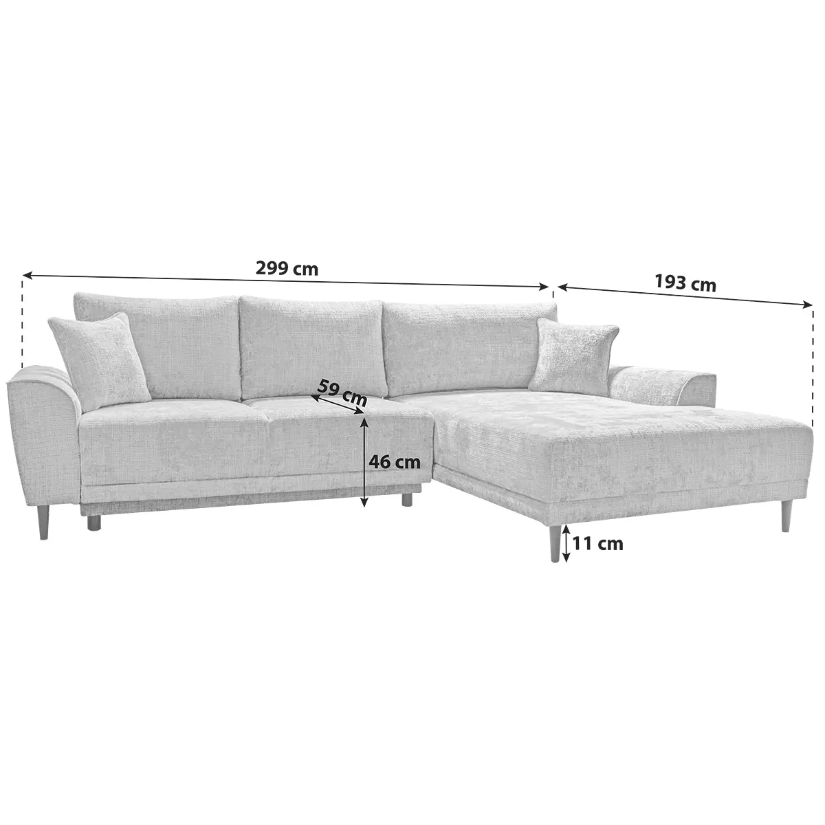Ecksofa Mauro 131 x 245 Grau