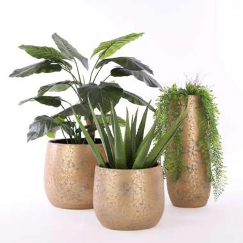 Mica Decorations Vaas - keramiek - flakes - goud - D21 x H55 cm