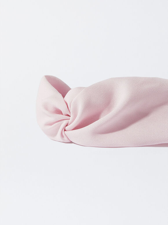 Faixa de cabelo tipo turbante com nó - Rosa