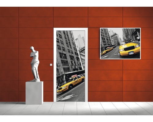 Vinyl fotobehang 2766 SKT, zelfklevend deurbehang, gele taxi, 1-delig, 91 x 211 cm