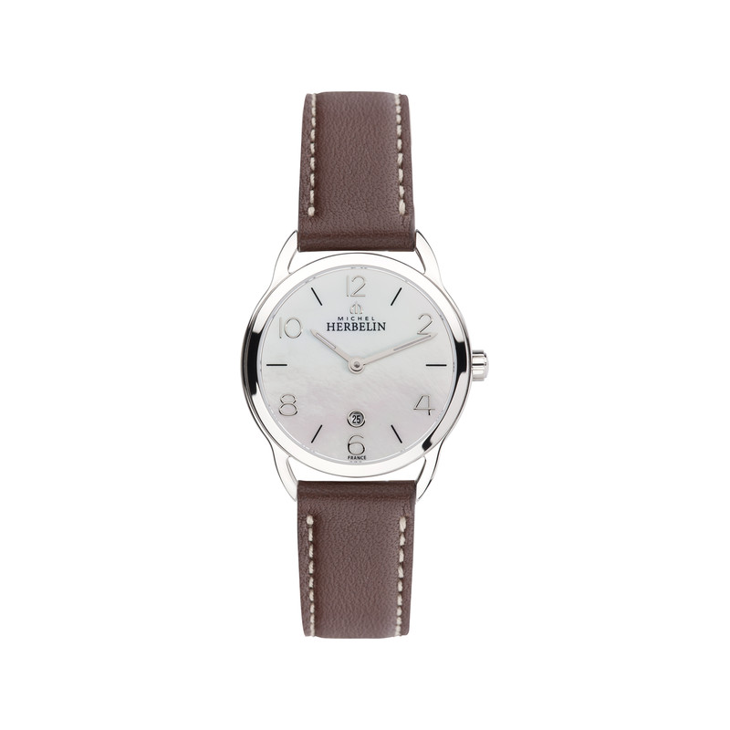 Montre Herbelin Equinoxe femme acier bracelet cuir marron