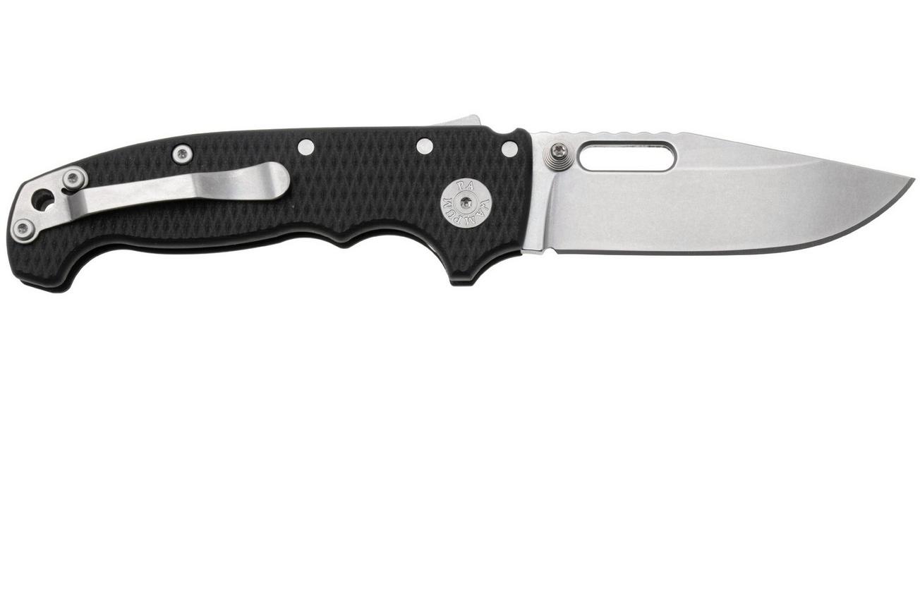 Demko MG AD20 Shark-Lock, Stonewashed MagnaCut Clip Point, MGAD20-MAG-BLK-G10, Black G10 zakmes