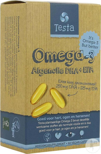 Testa Omega-3 Huile D'Algues 250mg DHA + 125mg EPA Complément Alimentaire 60 Softgels