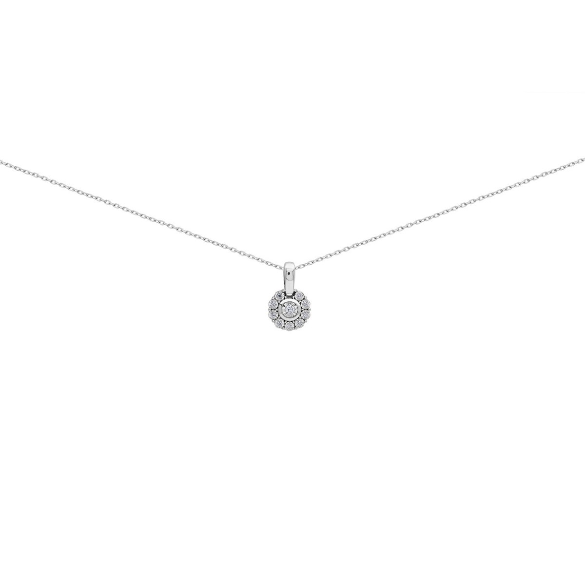 Collier Brillaxis or blanc 18 carats fleur diamant
