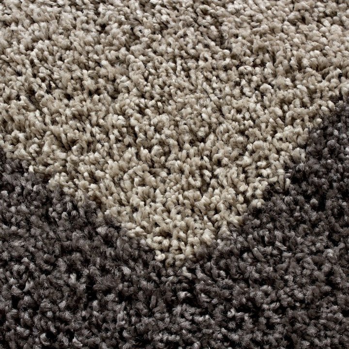 Rond Hoogpolig vloerkleed - Edge Taupe