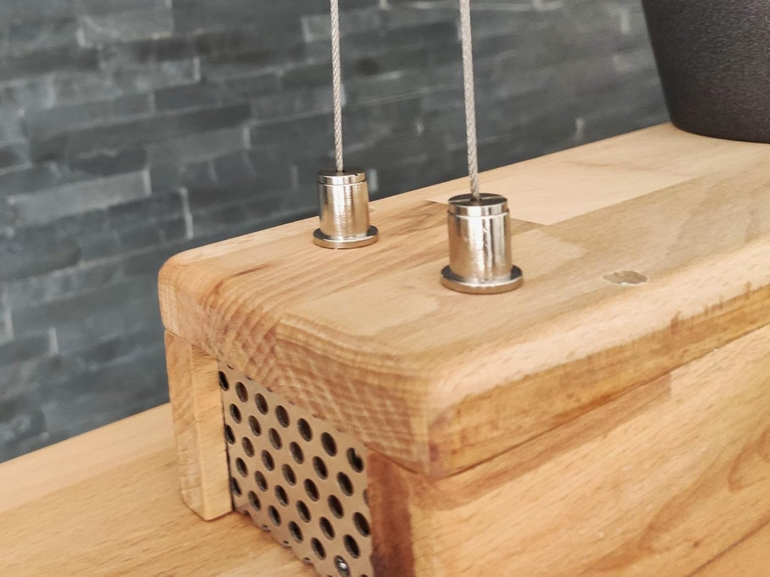 TESSA LED Esstischlampe Pendelleuchte Unikat Wildeiche Holz Hängelampe mit Baumkante Hängeleuchte Dimmbar ohne Dimmer Led Austauschbar Eiche geölt Massiv mit Baumkante (50 cm/2 Spots)