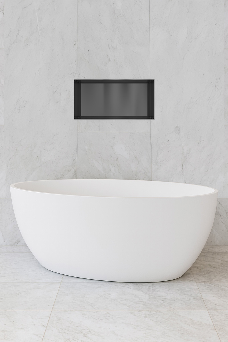 Hotbath &More frameless inbouwnis 30x60x10cm geborsteld zwart PVD