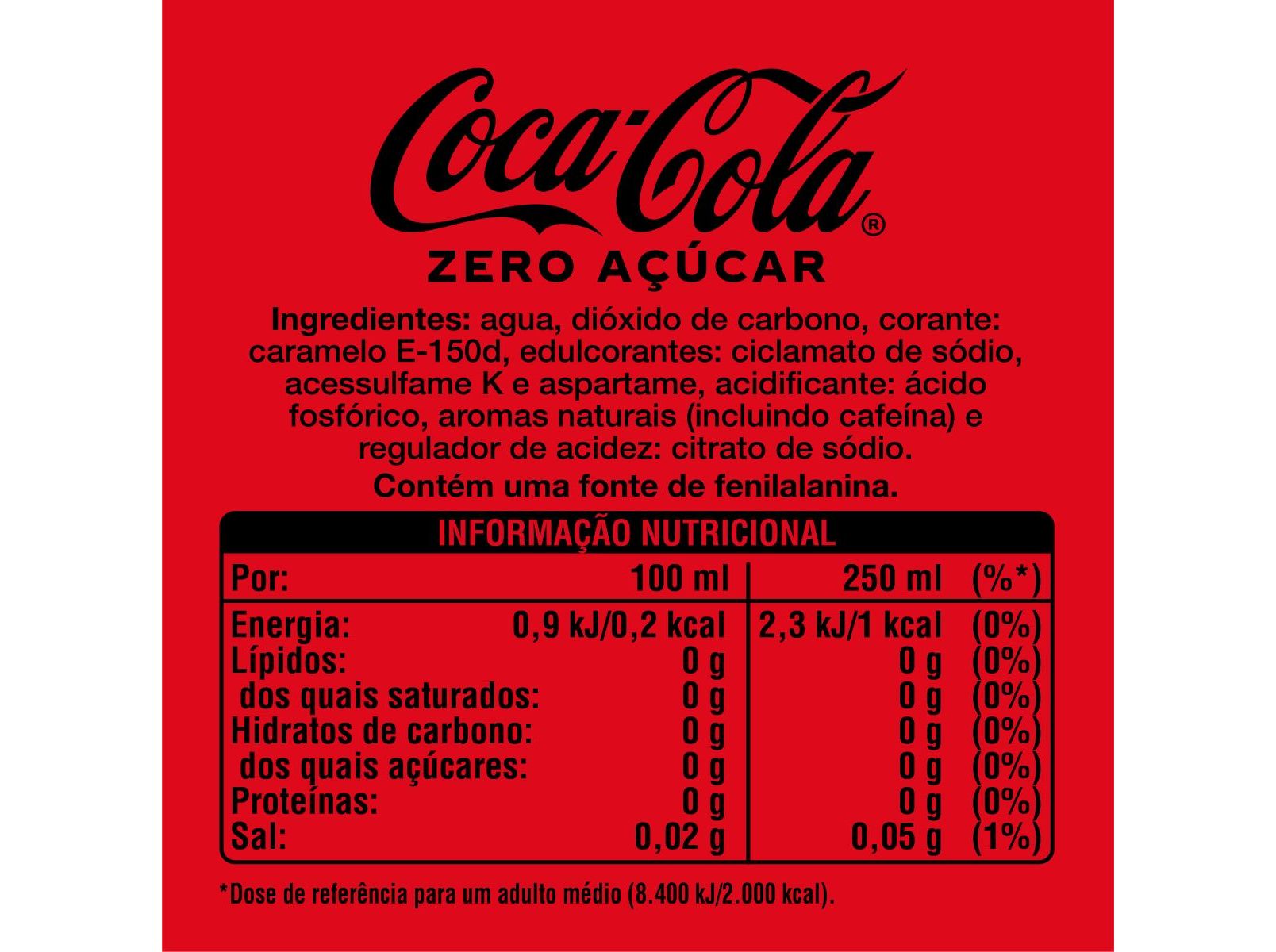 REFRIGERANTE C/ GÁS COCA-COLA ZERO AÇÚCAR 1L