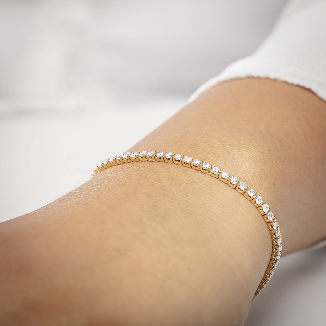 3.00 Karat Diamanten Tennisarmband 750/18 K Gelbgold