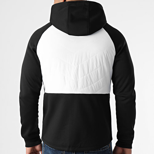 Veste Zippée Capuche Bimatière 0004 Blanc Noir