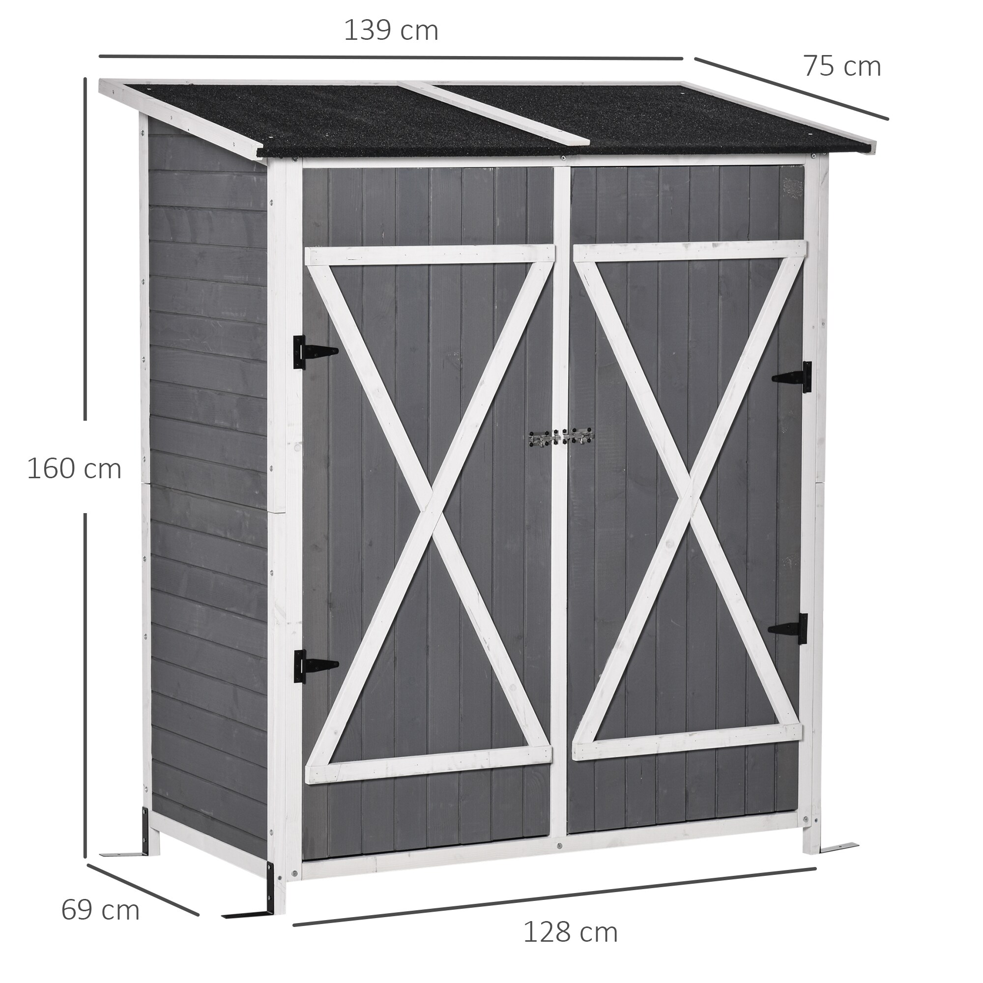 Outsunny Gerätehaus mit 2 Türen 139B x 75T x 160H cm