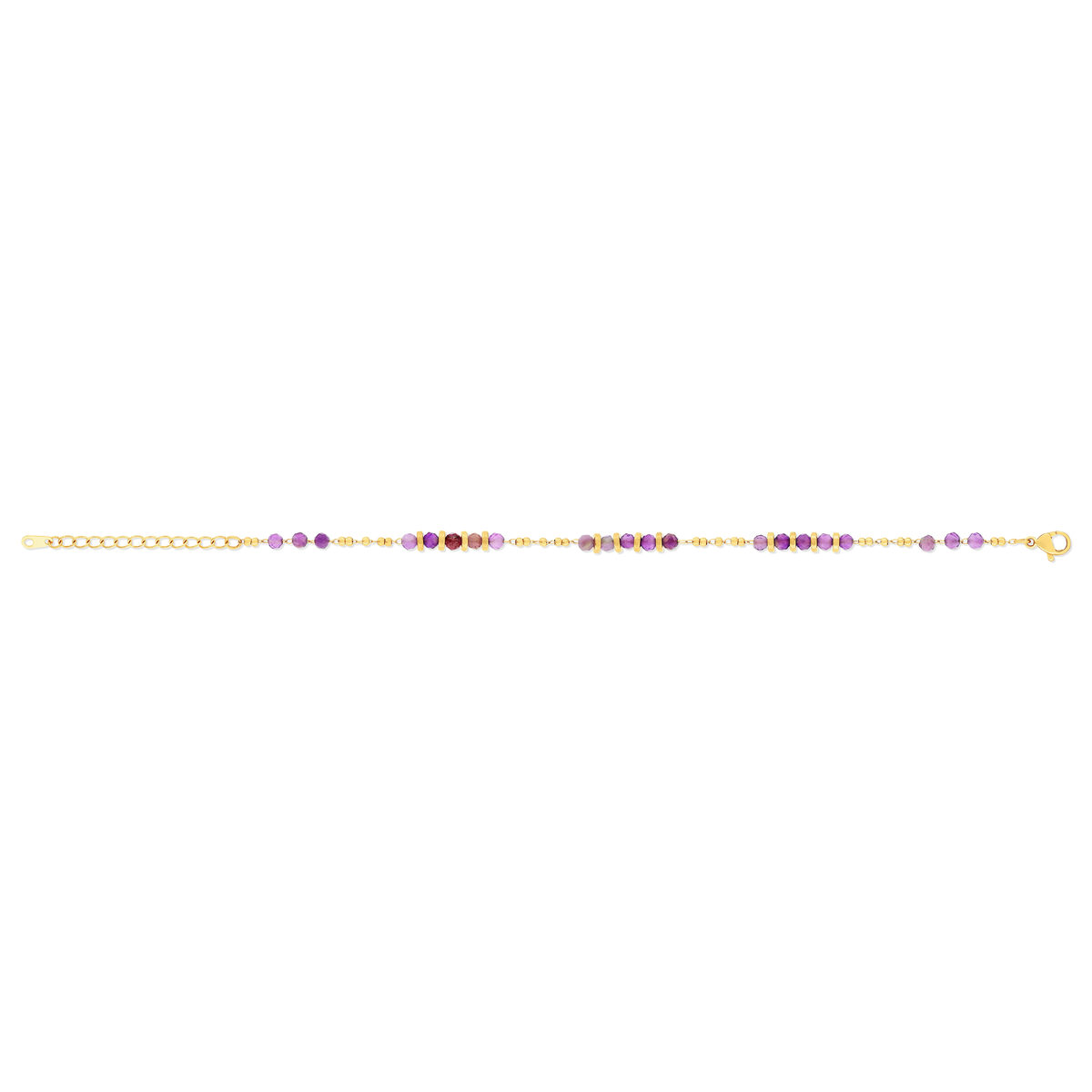 Bracelet acier doré améthystes 20 cm