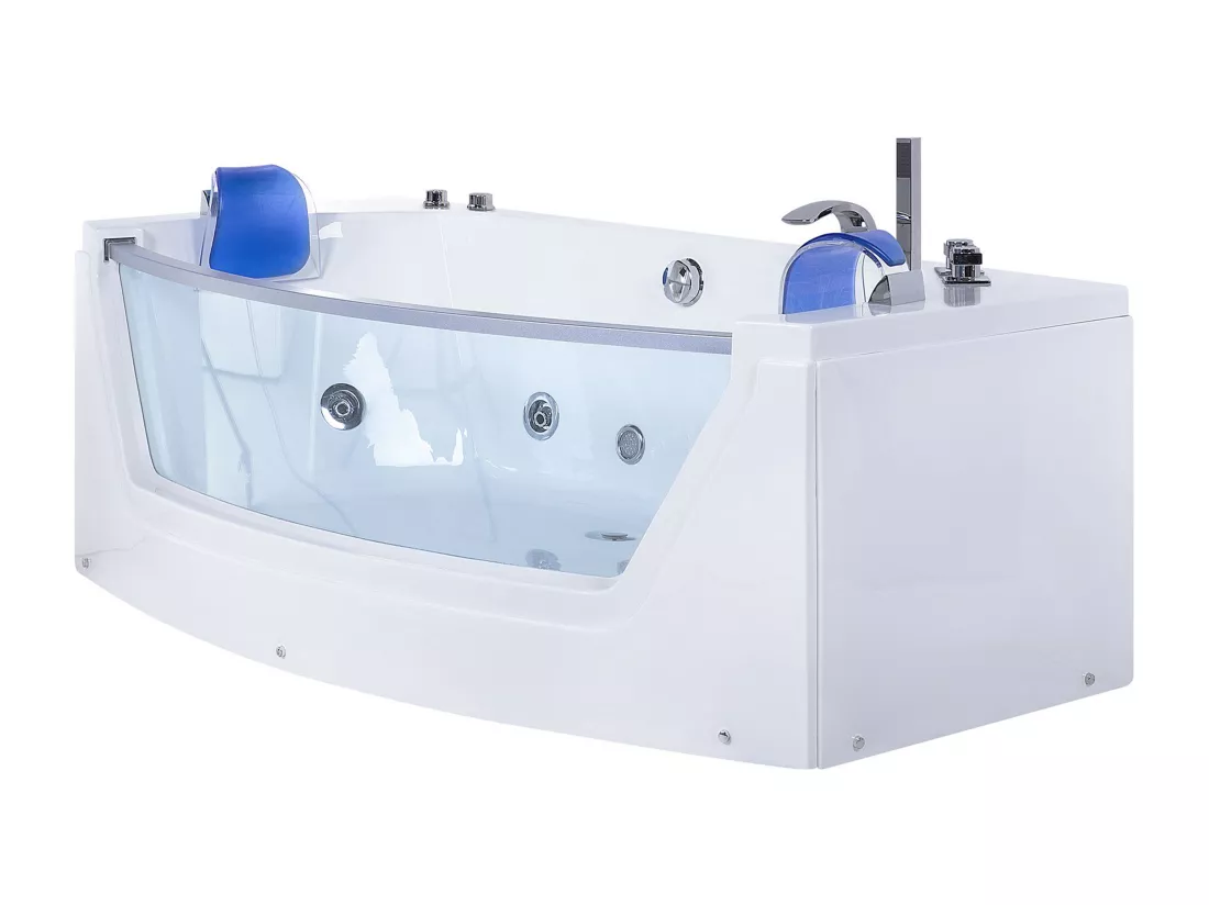 Baignoire balnéo blanche 175 x 85 cm avec LED FUERTE