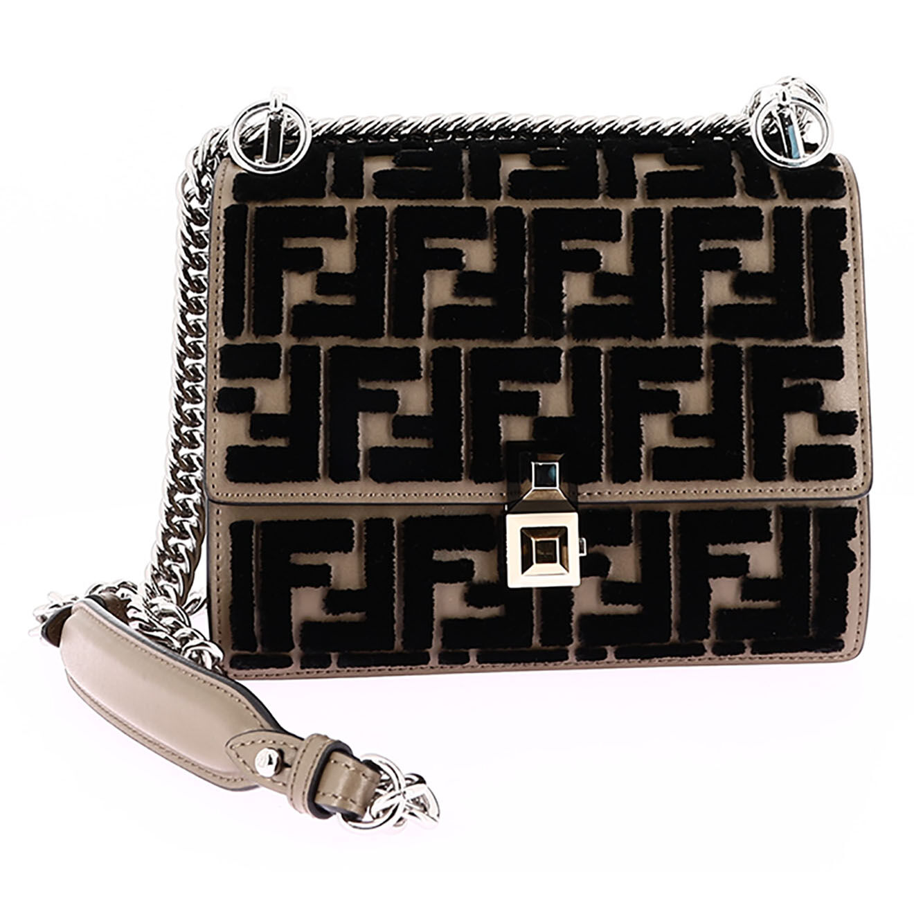 Fendi Sac bandoulière Kan en Cuir Monogramme marron - Neuf avec étiquette - L.20 cm