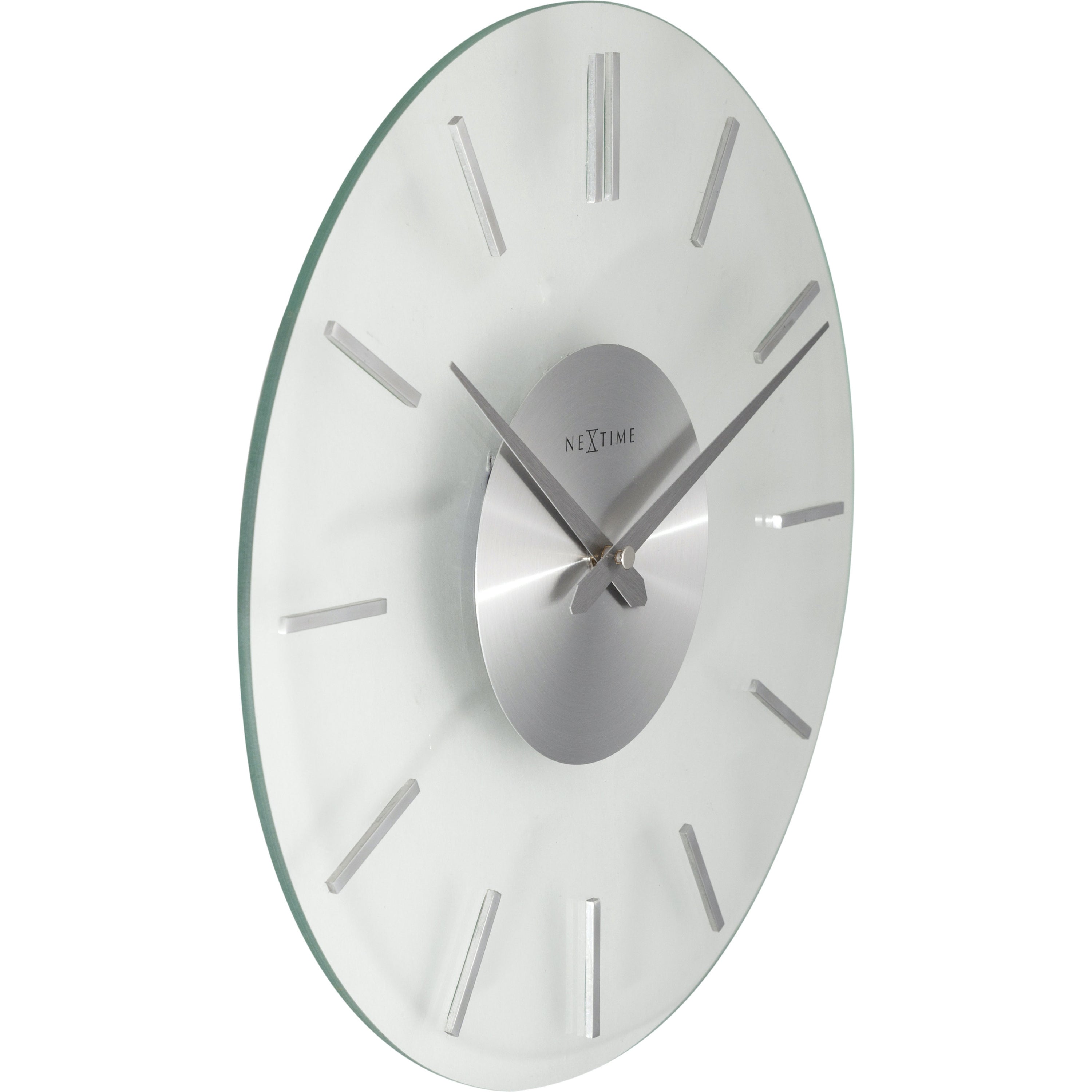 NeXtime - NeXtime - Wandklok-  31 cm- Glas|Aluminium- Transparant -