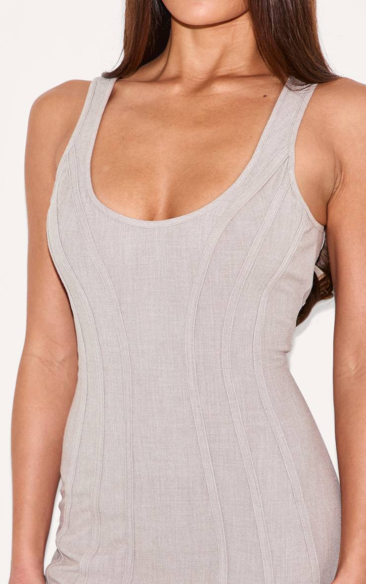 Gris Robe Mini À Détail Corset En Tissu Tissé